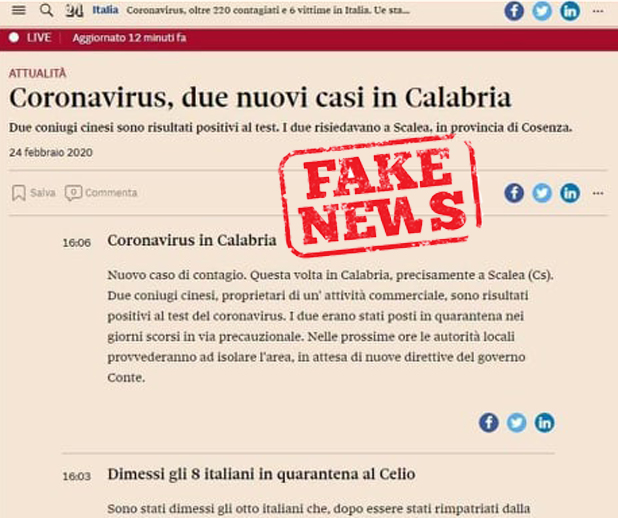 coronavirus scalea due infetti fake news bufala